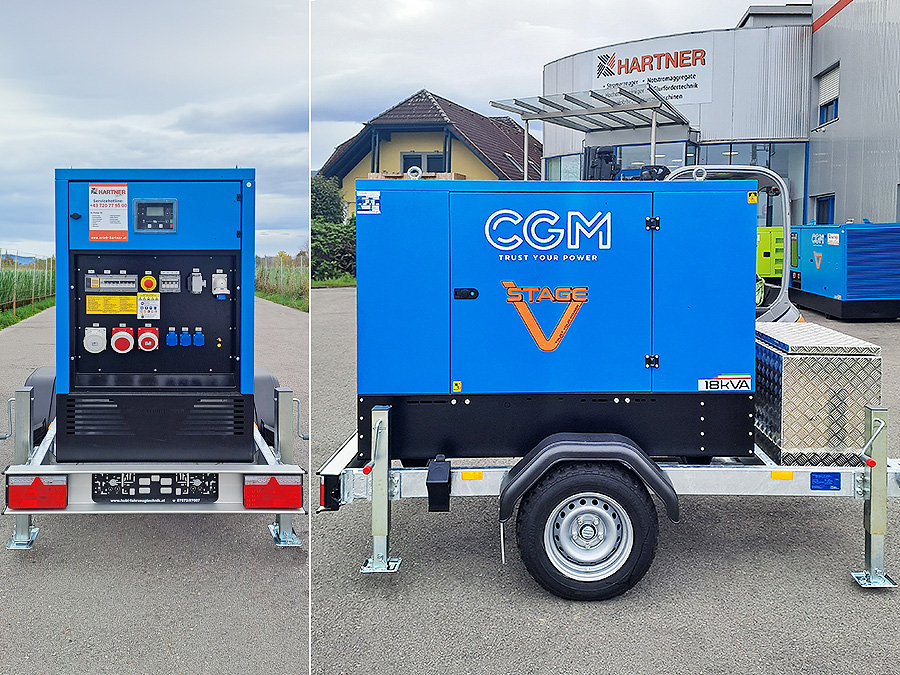 Aggregat auf Anhänger mit 18 kVA Power
